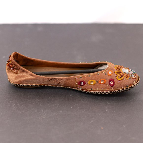 Go Max Beaded Embellished Gold Sequin Ballet Flat Shoe Women's 8.5 - Picture 5 of 7